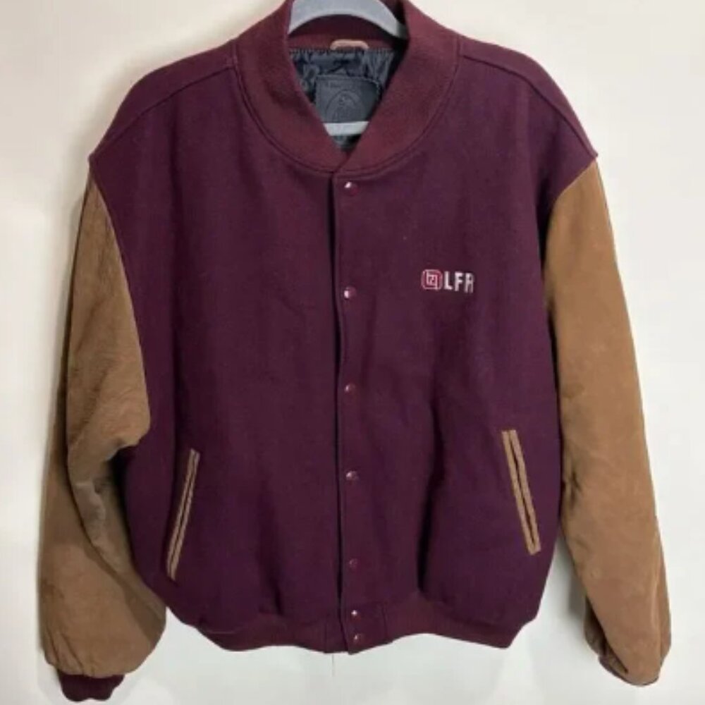 Vintage Golden Bear Wool Leather Varsity Jacket Men’s XXL Burgundy Brown